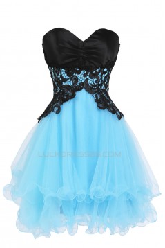 Modest Sweetheart Short Black Blue Prom Evening Cocktail Dresses ED011267