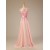 A-Line Beaded Applique Long Pink Chiffon Prom Evening Formal Dresses ED011278
