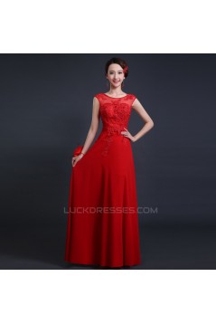 A-Line Beaded Applique Long Purple Chiffon Prom Evening Formal Dresses ED011289