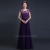 A-Line Beaded Applique Long Purple Chiffon Prom Evening Formal Dresses ED011289