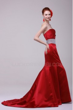 Trumpet/Mermaid Strapless Long Red Prom Evening Formal Party Dresses ED010129