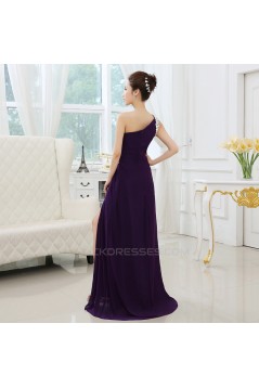 A-Line One-Shoulder Beaded Long Prom Evening Formal Dresses ED011300