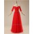 A-Line Half Sleeve Off-the-Shoulder Long Red Tulle Prom Evening Formal Dresses ED011309