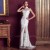 Trumpet/Mermaid High-Neck Beaded Long White Applique Prom Evening Wedding Dresses ED011312