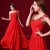 A-Line One-Shoulder Beaded Applique Long Red Chiffon Prom Evening Formal Dresses ED011315