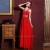 A-Line V-Neck Beaded Long Red Chiffon Prom Evening Formal Dresses ED011316