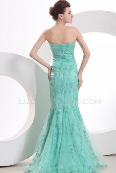 Trumpet/Mermaid Long Blue Prom Evening Formal Party Dresses ED010132
