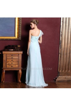 Sheath/Column One-Shoulder Beaded Long Chiffon Prom Evening Formal Dresses ED011326