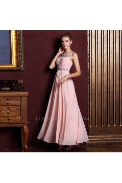 A-Line Beaded Long Chiffon Prom Evening Formal Dresses ED011329