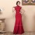 Trumpet/Mermaid High-Neck Beaded Applique Long Red Prom Evening Formal Dresses ED011346