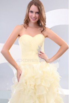 Ball Gown Spaghetti Strap Beaded Yellow Prom Evening Formal Party Dresses ED010135
