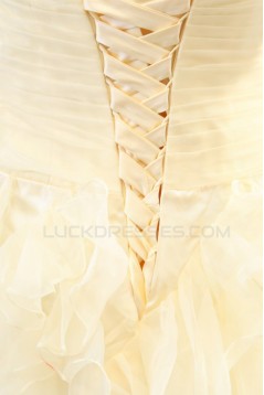 Ball Gown Spaghetti Strap Beaded Yellow Prom Evening Formal Party Dresses ED010135