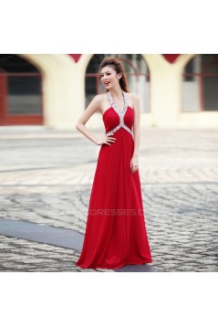 A-Line Halter Beaded Long Chiffon Prom Evening Formal Dresses ED011350