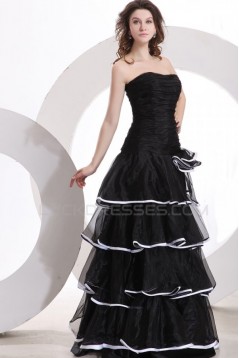 A-Line Strapless Long Black Prom Evening Formal Party Dresses ED010136