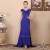 Trumpet/Mermaid Beaded Long Blue Chiffon Prom Evening Formal Dresses ED011362