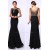 Trumpet/Mermaid Beaded Long Black Chiffon Prom Evening Formal Dresses ED011382