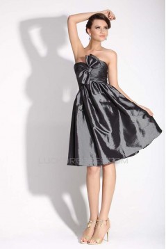 A-Line Sweetheart Short Black Taffeta Prom Evening Bridesmaid Dresses ED011383