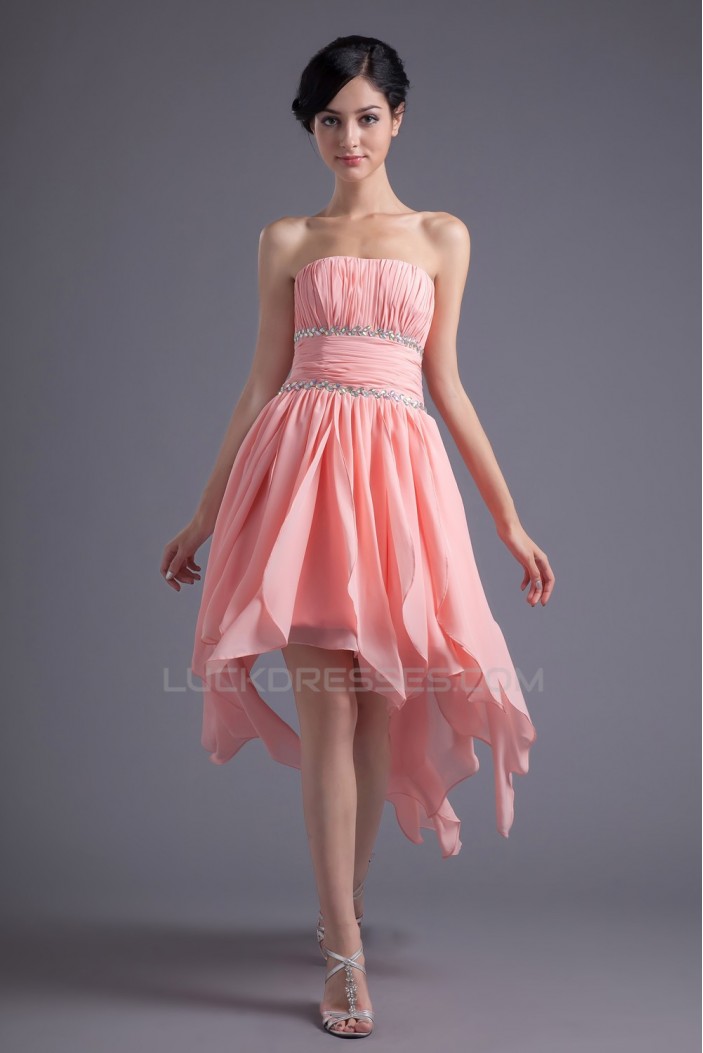 High Low Strapless Short Beaded Prom Evening Bridesmaid Dresses ED011388