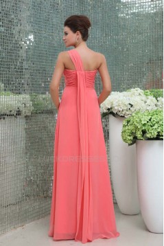Empire One-Shoulder Beaded Long Chiffon Prom Evening Formal Dresses ED011394
