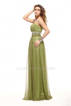 A-Line Strapless Beaded Long Chiffon Prom Evening Formal Dresses ED011398