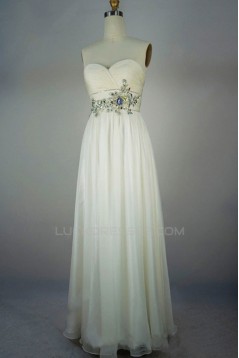 A-Line Sweetheart Beaded Long Chiffon Prom Evening Formal Dresses ED011401