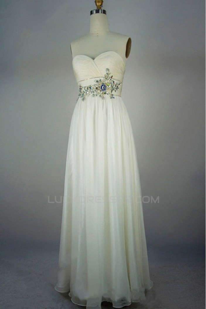 A-Line Sweetheart Beaded Long Chiffon Prom Evening Formal Dresses ED011401