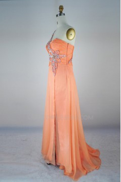 A-Line One-Shoulder Beaded Long Chiffon Prom Evening Formal Dresses ED011405