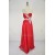 A-Line One-Shoulder Beaded Long Red Chiffon Prom Evening Formal Dresses ED011406