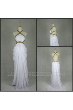 Sheath/Column Beaded Long Chiffon Prom Evening Formal Dresses ED011410