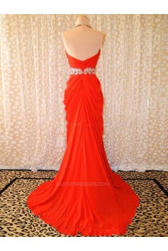 Sheath Sweetheart Beaded Long Chiffon Prom Evening Formal Dresses ED011411