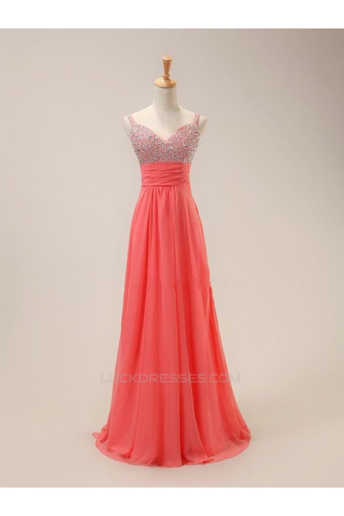 A-Line Beaded Long Chiffon Prom Evening Formal Dresses ED011412