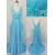 Sheath/Column V-Neck Long Blue Chiffon Prom Evening Formal Dresses ED011423