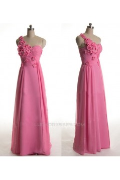 A-Line One-Shoulder Long Chiffon Prom Evening Formal Dresses ED011424