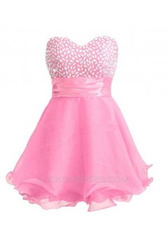 A-Line Sweetheart Beaded Short Pink Prom Evening Cocktail Dresses ED011435