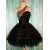 A-Line One-Shoulder Beaded Black Prom Evening Cocktail Dresses ED011439