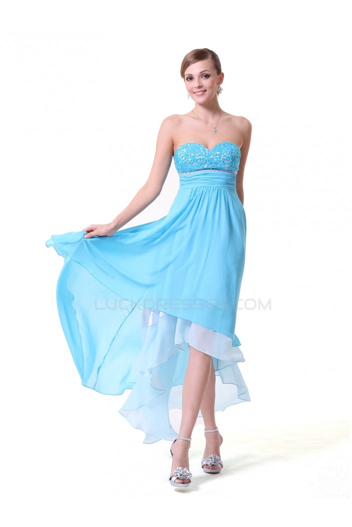 High Low Sweetheart Short Blue Prom Evening Formal Party Dresses ED010144