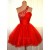 A-Line One-Shoulder Beaded Red Prom Evening Cocktail Dresses ED011441