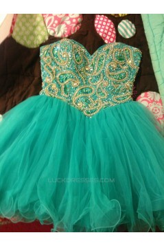 Short/Mini Sweetheart Beaded Tulle Prom Evening Cocktail Dresses ED011442