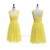 A-Line Straps Sleeveless Short Yellow Chiffon Prom Evening Bridesmaid Dresses ED011446