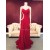 Sheath/Column Beaded Long Red Chiffon Prom Evening Formal Dresses ED011451