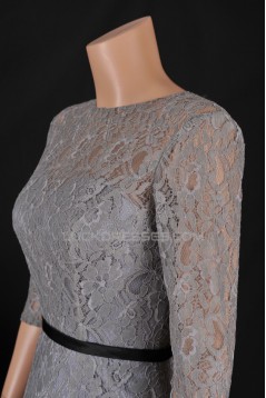 A-Line Bateau Short Grey Lace Prom Evening Formal Dresses ED011453