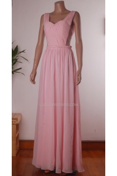 A-Line Long Pink Chiffon Prom Evening Formal Dresses ED011455