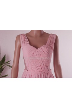 A-Line Long Pink Chiffon Prom Evening Formal Dresses ED011455