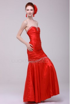 Trumpet/Mermaid Sweetheart Long Red Beaded Prom Evening Formal Party Dresses ED010147