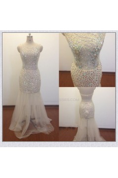 Trumpet/Mermaid Beaded Long Prom Evening Formal Dresses ED011472
