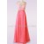 A-Line One-Shoulder Beaded Long Pink Chiffon Prom Evening Formal Dresses ED011478