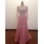 A-Line Bateau Beaded Long Pink Chiffon Prom Evening Formal Dresses ED011486