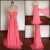 A-Line Strapless Beaded Long Pink Chiffon Prom Evening Formal Dresses ED011498