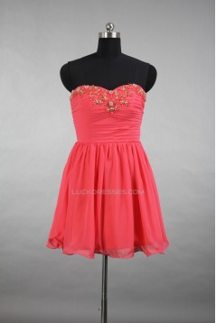 A-Line Sweetheart Beaded Short Chiffon Prom Evening Formal Dresses ED011507