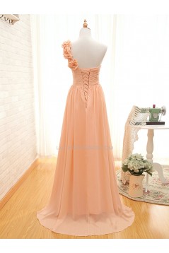 A-Line One-Shoulder Long Chiffon Prom Evening Bridesmaid Dresses ED011508